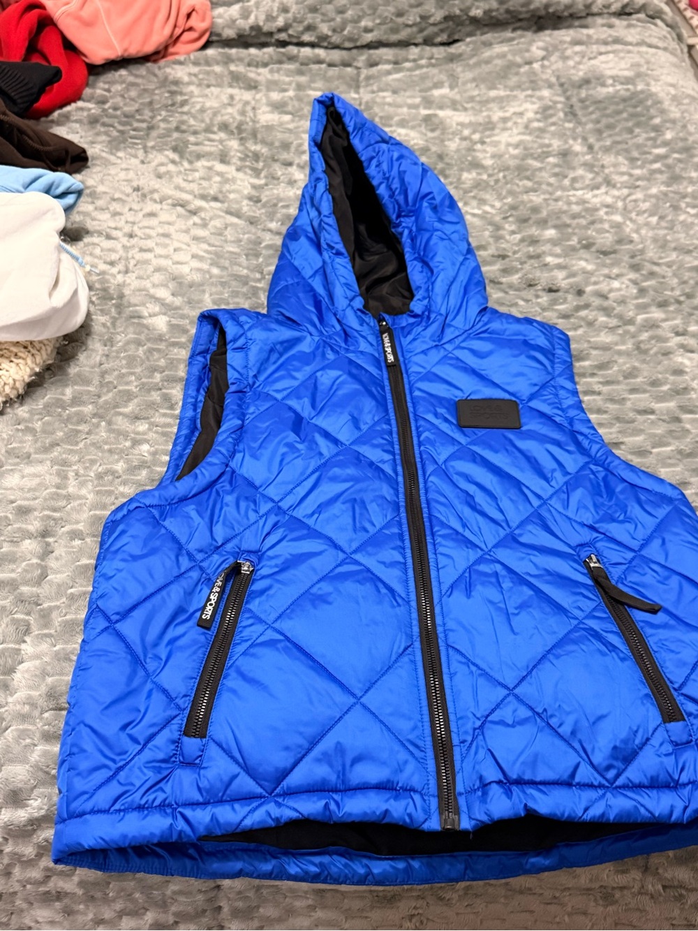 Bright Blue Quilted Hooded Puffer Vest